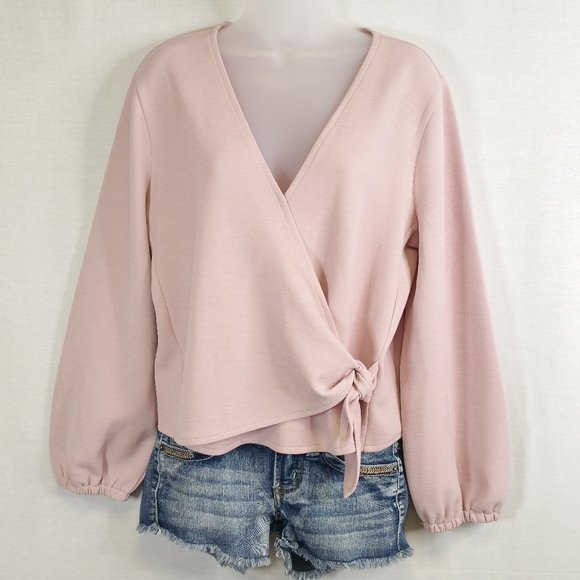 Madewell Tops - Madewell Texture & Thread Crepe Wrap Top Pink L
